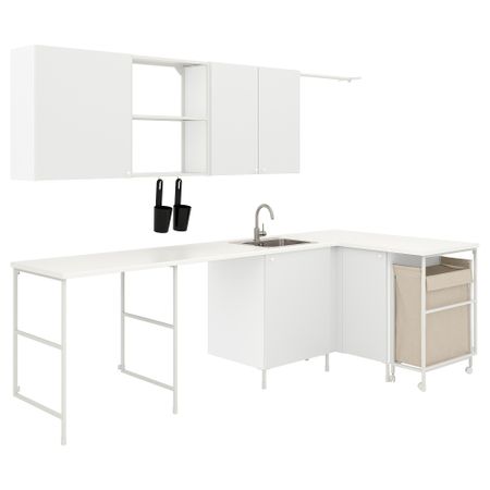 Комбинация для домашней прачечной, белый, 269.5x139x63.5 см IKEA BEGIVENHET БЕГИВЕНХЕТ 394.779.30
