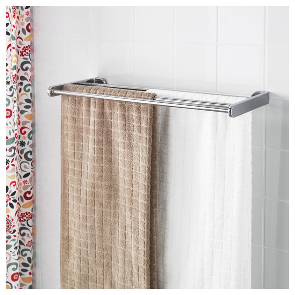 Навесная полка со штангой для полотенца КАЛЬКГРУНД, хромированный (63x23 см) - схема-чертеж с размерами