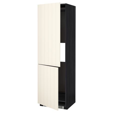 Высокий шкаф для холодильника или морозильник МЕТОД, черный, Хитарп белый с оттенком