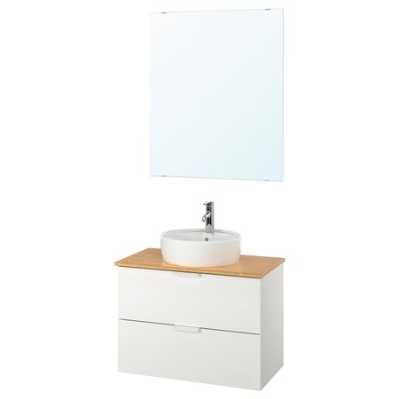 Комплект мебели для ванной,5 предм., белый, бамбук ДАЛЬШЕР смеситель, 82 см IKEA ГОДМОРГОН/ТОЛКЕН / ТОРНВИКЕН 293.043.98