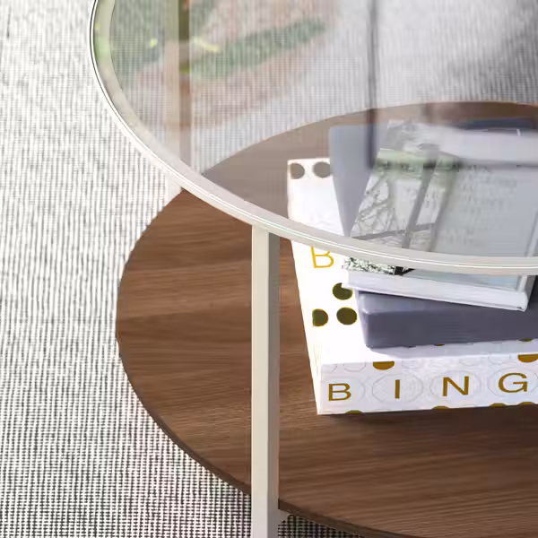 VITTSJÖ Журнальный стол - светло-бежевый/стекло 75 см - фото 4