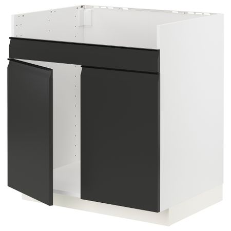 Шкаф для двойной мойки ХАВСЕН, белый, Upplöv матовый антрацит, 80x60 см IKEA METOD МЕТОД 294.938.55