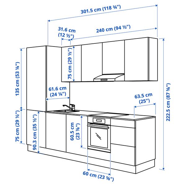 Кухня, белый, 301.5x63.5x222.5 см IKEA BEGIVENHET БЕГИВЕНХЕТ 094.374.17 - фото 4