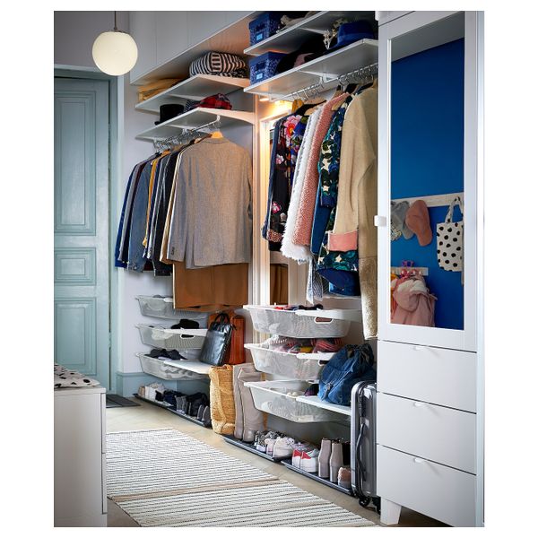 Настенная шина, полки/штанга, белый 132x41x199 см IKEA АЛЬГОТ 592.762.47 - схема-чертеж с размерами