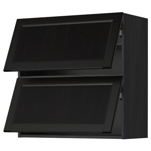 Навесной шкаф, 2 дверцы, горизонтальный МЕТОД, черный, Лаксарби черно-коричневый - схема-чертеж с размерами