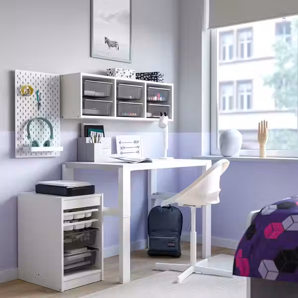 TROFAST Комбинация с контейнерами/лотками - белый белый/темно-серый 34x44x56 см - фото 2