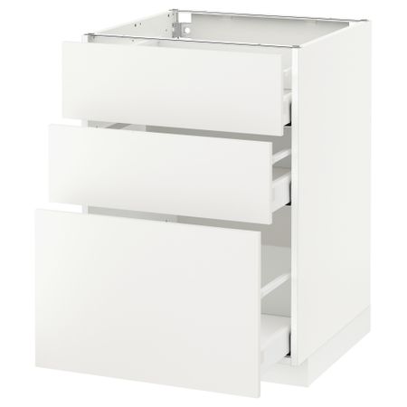 Напольный шкаф с 3 ящиками МЕТОД / МАКСИМЕРА, белый, Хэггеби белый
