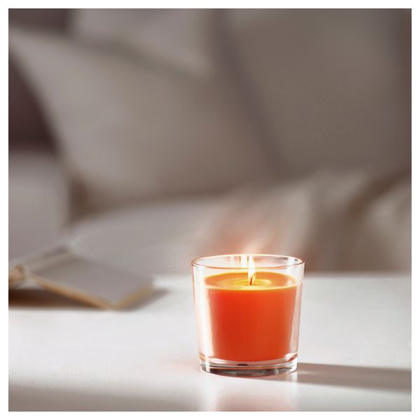 Ароматическая свеча в стакане СИНЛИГ, Солнечный мандарин оранжевый, оранжевый (9 см) - фото 2