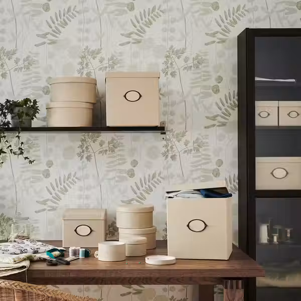 KVARNVIK Коробка с крышкой - бежевый 32x35x32 см - фото 5