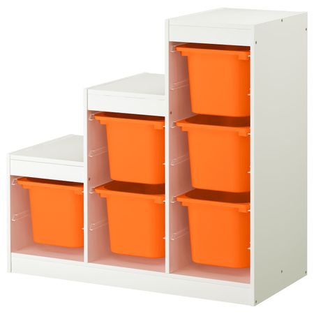 Комбинация для хранения, белый, оранжевый 99x44x94 см IKEA ТРУФАСТ 692.221.31