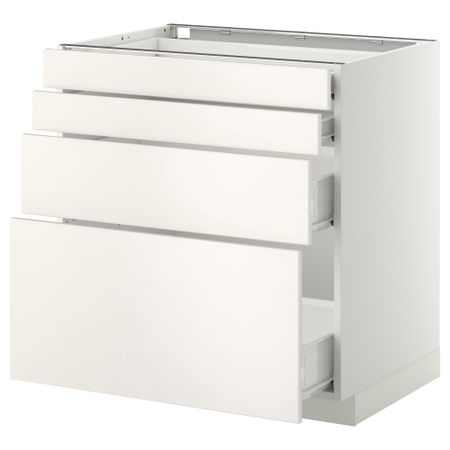 Напольный шкаф 4 фронтальных панели, 4 ящика МЕТОД / ФОРВАРА, белый, Веддинге белый