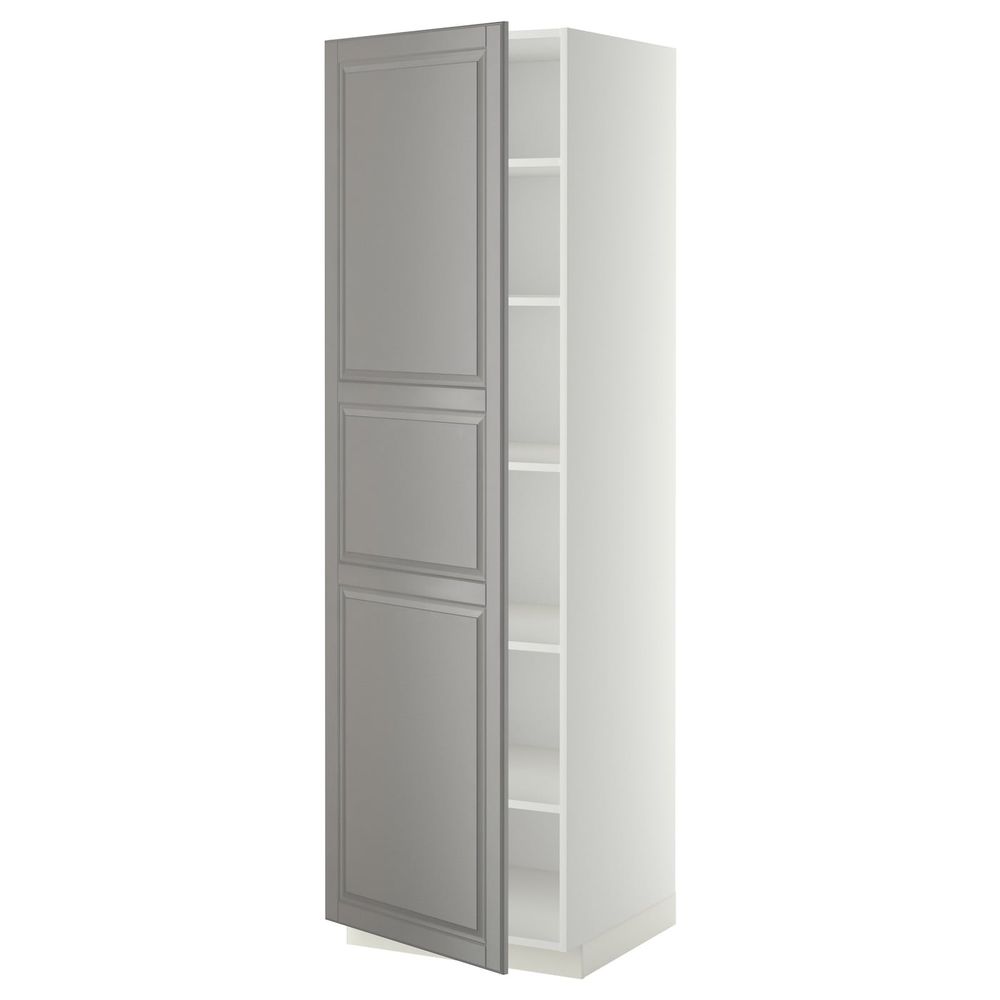 Высокий шкаф с полками, белый/Будбин серый 60x60x200 см IKEA METOD МЕТОД 994.736.70 - фото 1