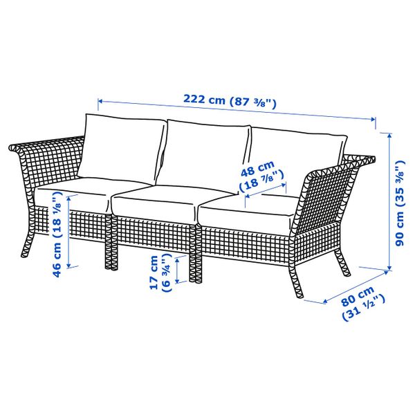 IKEA в интерьере - схема-чертеж с размерами