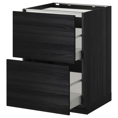 Напольный шкаф, 2 фронтальных панели, 3 ящика МЕТОД / МАКСИМЕРА, черный, Тингсрид черный