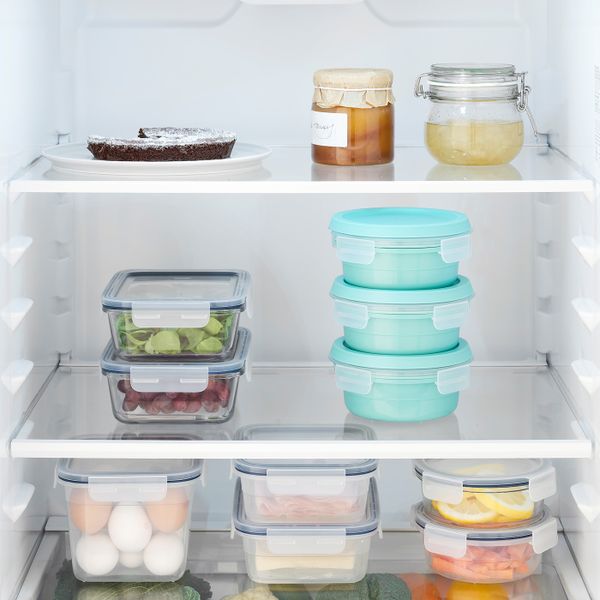 Контейнер для завтрака с отделением, круглый бирюзовый 450 мл IKEA IKEA 365+ ИКЕА/365+ 404.800.31 - схема-чертеж с размерами