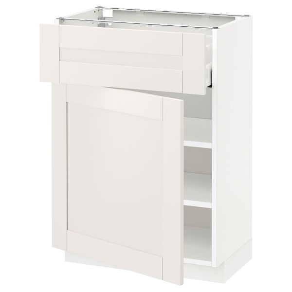 Напольный шкаф с ящиком/дверью, белый/Сэведаль белый 60x37 см IKEA METOD МЕТОД / MAXIMERA МАКСИМЕРА 592.387.07 - фото 1