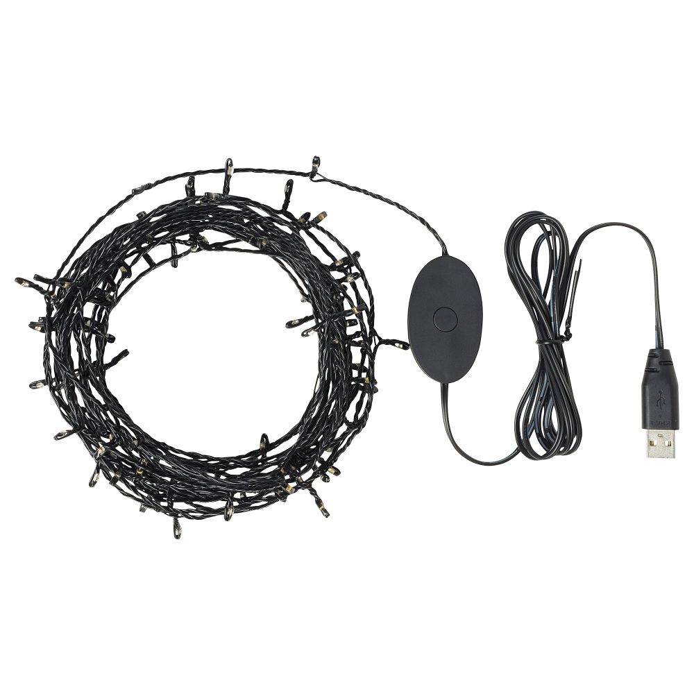 Светодиодная гирлянда, 100 лампочек, черный IKEA STRÅLA СТРОЛА 905.824.52 - фото 1