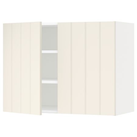Навесной шкаф с полками, 2 дверцы МЕТОД, белый, Хитарп белый с оттенком