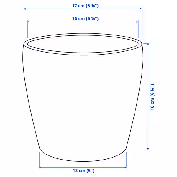 PERSILLADE Кашпо - темно-серый 15 см - схема-чертеж с размерами