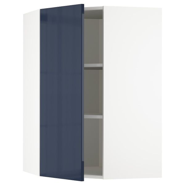 Угловой навесной шкаф с полками, белый/Ерста черно-синий 68x100 см IKEA METOD МЕТОД 292.755.79 - схема-чертеж с размерами