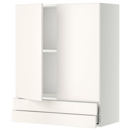 Навесной шкаф/2дверцы/2ящика, белый/Веддинге белый 80x100 см IKEA METOD МЕТОД / MAXIMERA МАКСИМЕРА 392.345.45