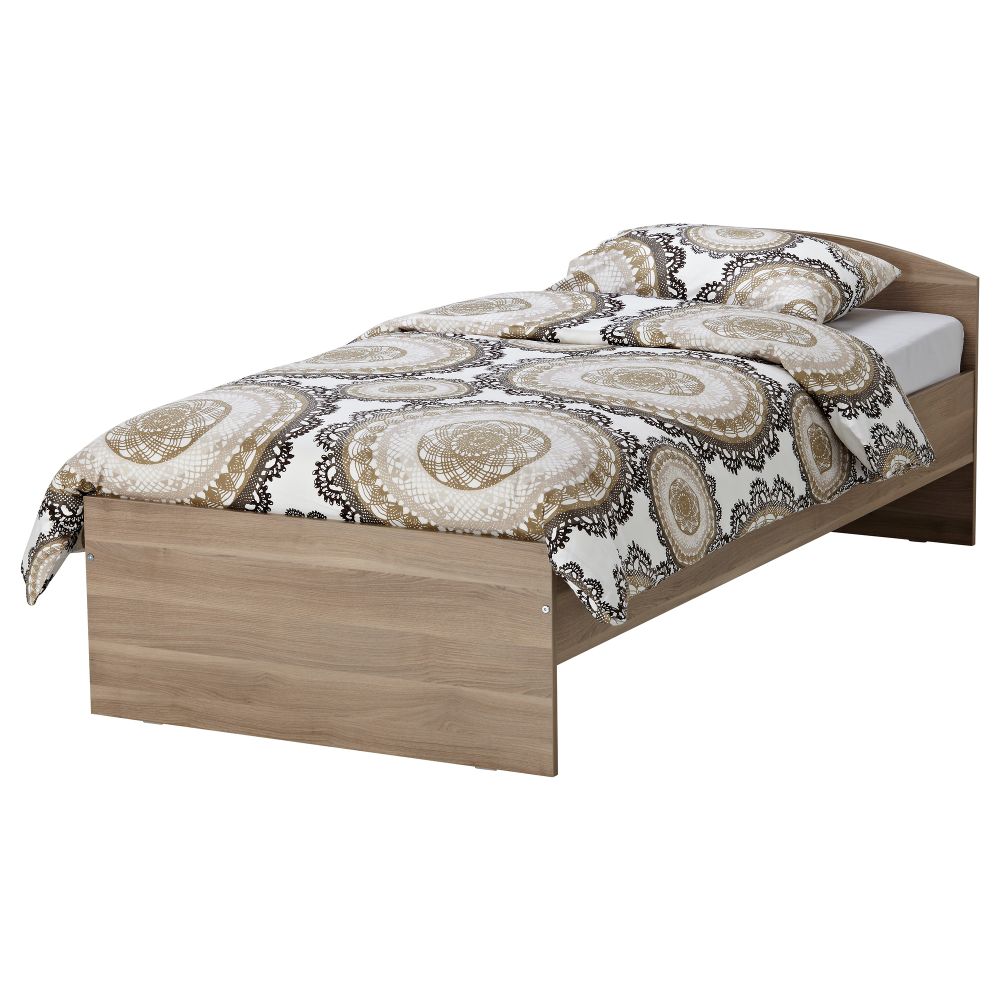 Каркас кровати с изголовьем ТОДАЛЕН, серо-коричневый (90x200 см) - схема-чертеж с размерами