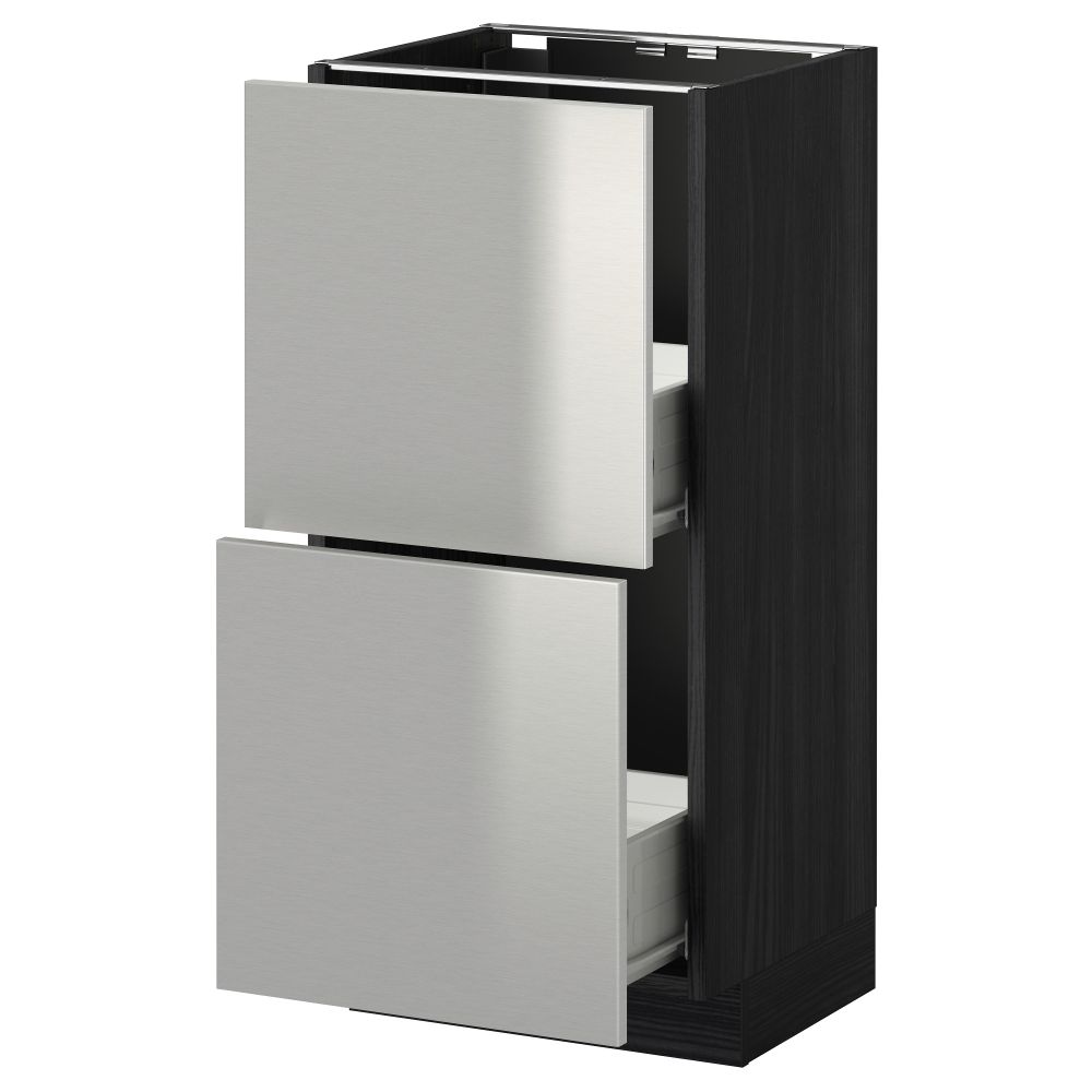 Напольный шкаф с 2 ящиками МЕТОД / ФОРВАРА, черный, Гревста нержавеющ сталь - схема-чертеж с размерами