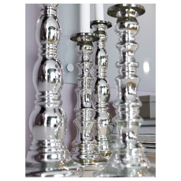 Подсвечник ШИММЕР, стекло, серебристый (28 см) - схема-чертеж с размерами