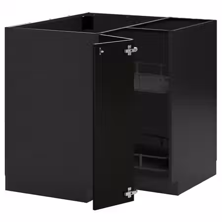 METOD Угловой напольн шкаф с вращающ секц - черно-серый/Bodbyn чёрный 88x88 см
