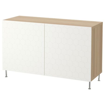 Комбинация для хранения с дверцами, под беленый дуб/вассвик/сталларп белый 120x40x74 см IKEA БЕСТО 892.666.33