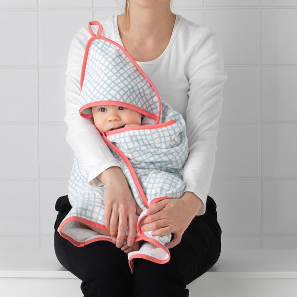 Полотенце с капюшоном, бирюзовый, красный 80x80 см IKEA КЛЭММИГ 603.730.73 - фото 2