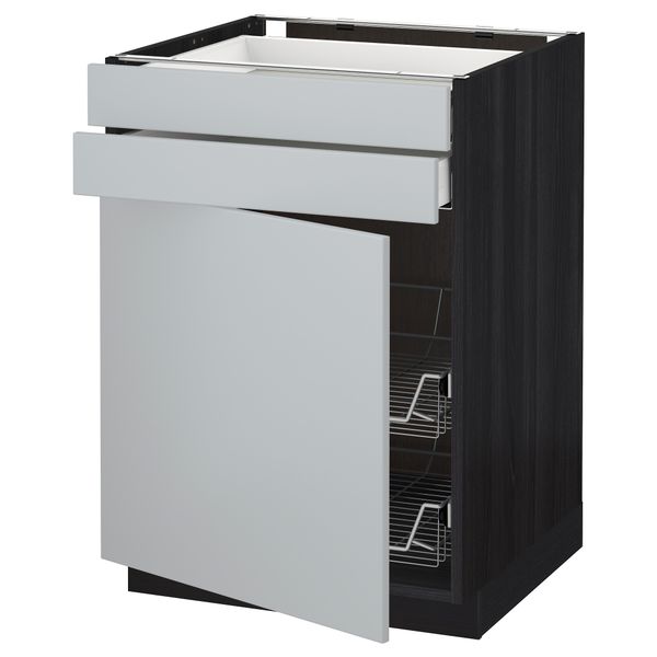 Напольный шкаф, дверца, 2 ящика, проволочных корзин МЕТОД / МАКСИМЕРА, черный, Веддинге серый - схема-чертеж с размерами