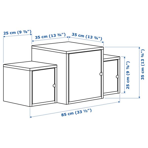 Комбинация для хранения ЛИКСГУЛЬТ, белый/синий, желтый (85x35 см) - схема-чертеж с размерами