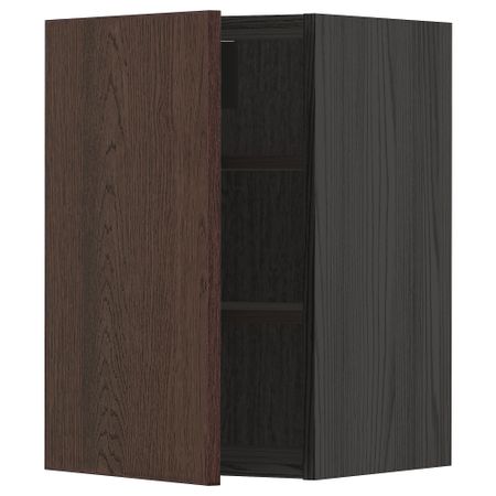 Навесной шкаф с полками, черный, Sinarp коричневый, 40x60 см IKEA METOD МЕТОД 394.629.38