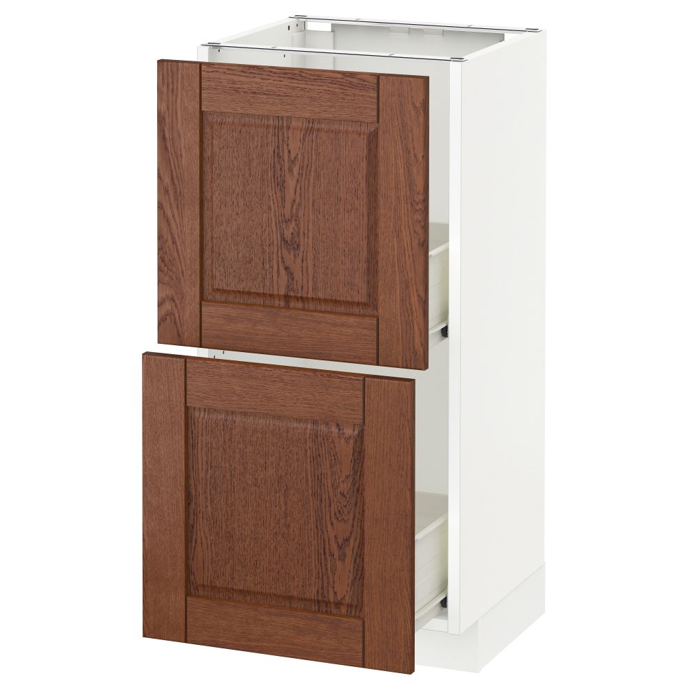 Напольный шкаф с 2 ящиками МЕТОД / ФОРВАРА, белый, Филипстад коричневый - схема-чертеж с размерами