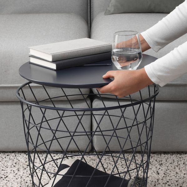 Столик с отделениями для хранения, темно-синий 44 см IKEA КВИСТБРУ 804.333.73 - фото 4