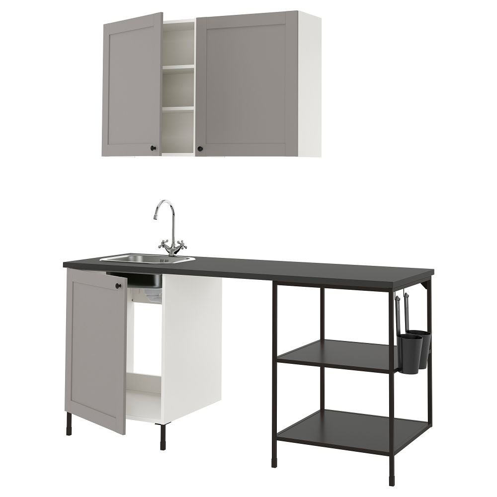 Кухня, 183x63.5x222 см, антрацит/серый каркас IKEA ENHET 093.374.65 - фото 1