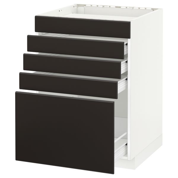 Напольный шкаф для варочной панели, 5 фасадов, 4 ящиков МЕТОД / ФОРВАРА, белый, Кунгсбакка антрацит - схема-чертеж с размерами