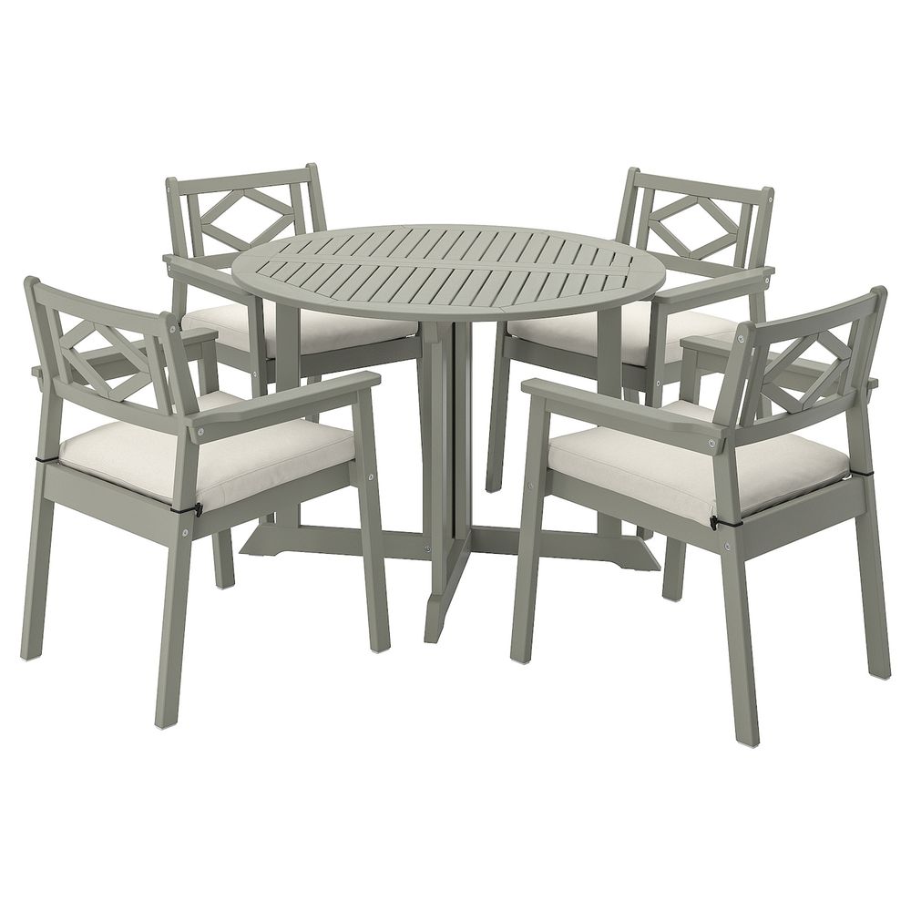 Стол + 4 кресла, для/сада, серый морилка/ФРЁСЁН/ДУВХОЛЬМЕН бежевый IKEA BONDHOLMEN БОНДХОЛЬМЕН 093.305.10 - фото 1