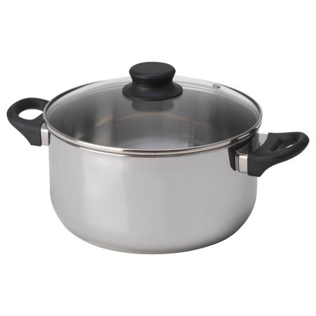 Кастрюля с крышкой, 5 л, стекло, нержавеющая сталь IKEA ANNONS АННОНС 203.668.09