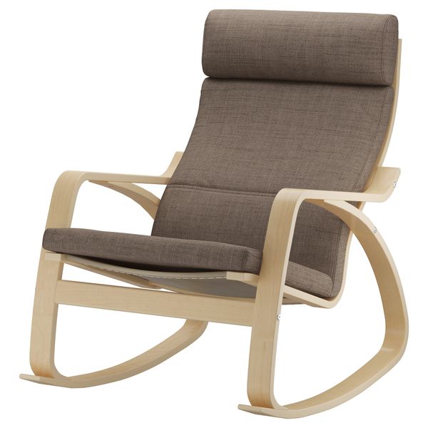 Кресло-качалка ПОЭНГ, березовый шпон, Исунда коричневый - фото 1