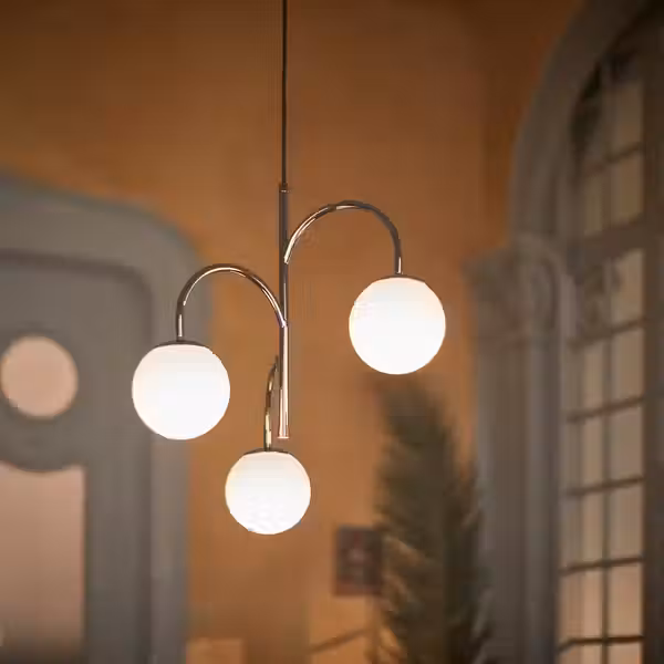 SIMRISHAMN Подвесной светильник, 3-рожк - хромированный/молочный стекло 55 см - фото 5