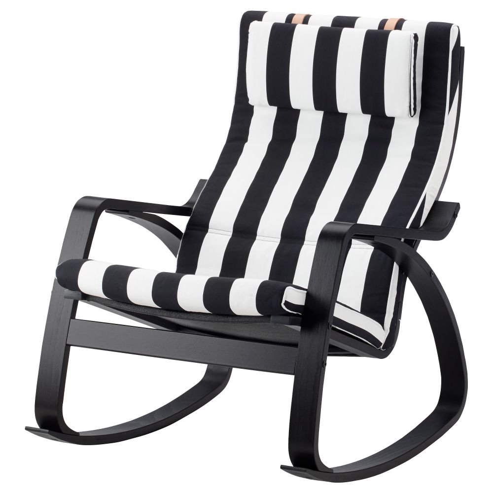 Кресло-качалка ПОЭНГ, черно-коричневый, Стенли черный/белый - фото 1