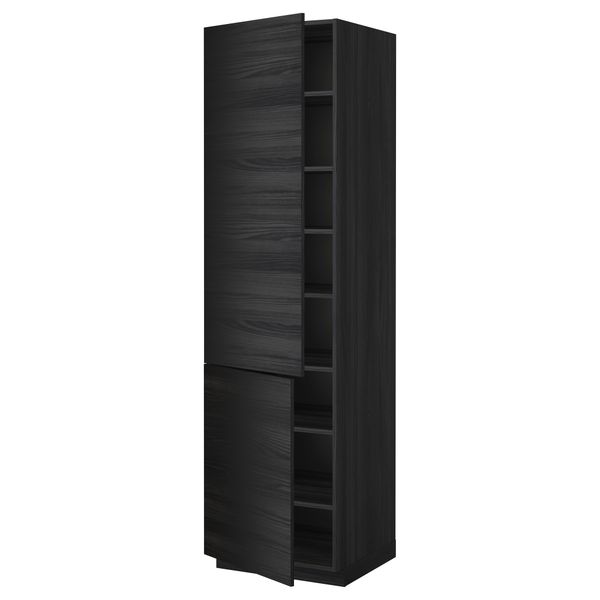 Высокий шкаф с полками, 2 дверцы МЕТОД, черный, Тингсрид черный - схема-чертеж с размерами