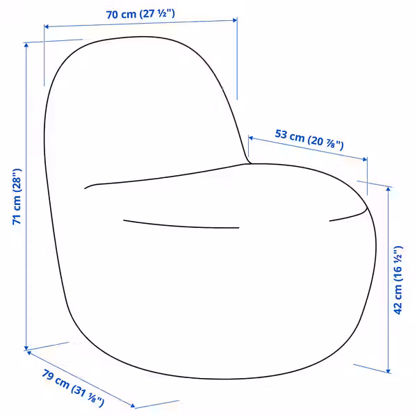 LILLESÄTER ЛИЛЛЕСЭТЕР Вращающееся кресло - Axvall белый с оттенком - схема-чертеж с размерами