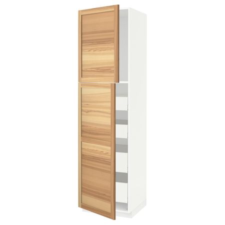 Высокий шкаф/2дверцы/4ящика, белый/Торхэмн ясень 60x60x220 см IKEA METOD МЕТОД / MAXIMERA МАКСИМЕРА 394.470.85