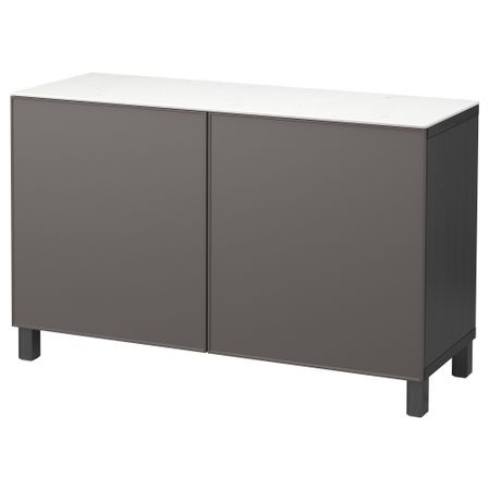 Комбинация для хранения с дверцами БЕСТО, черно-коричневый, Грундсвикен темно-серый (120x42x74 см)