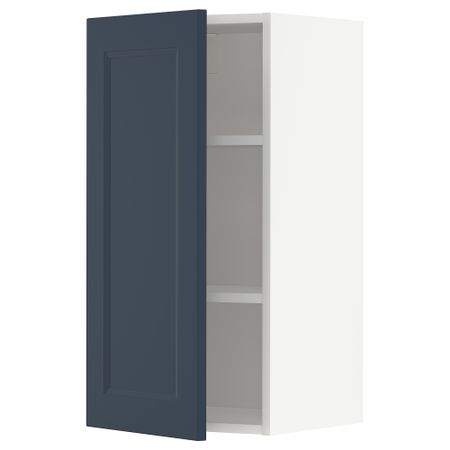 Навесной шкаф с полками, белый Axstad, матовая поверхность синий, 40x80 см IKEA METOD МЕТОД 494.626.74