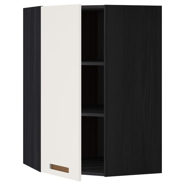 Угловой навесной шкаф с полками МЕТОД, черный, Мэрста белый - схема-чертеж с размерами