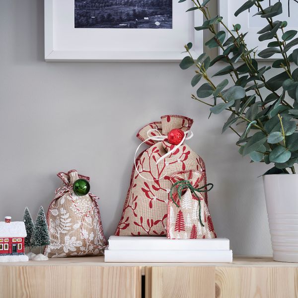 Подарочный пакет, 3 штуки, джут неокрашенный IKEA VINTER 2021 ВИНТЕР 2021 404.997.09 - схема-чертеж с размерами